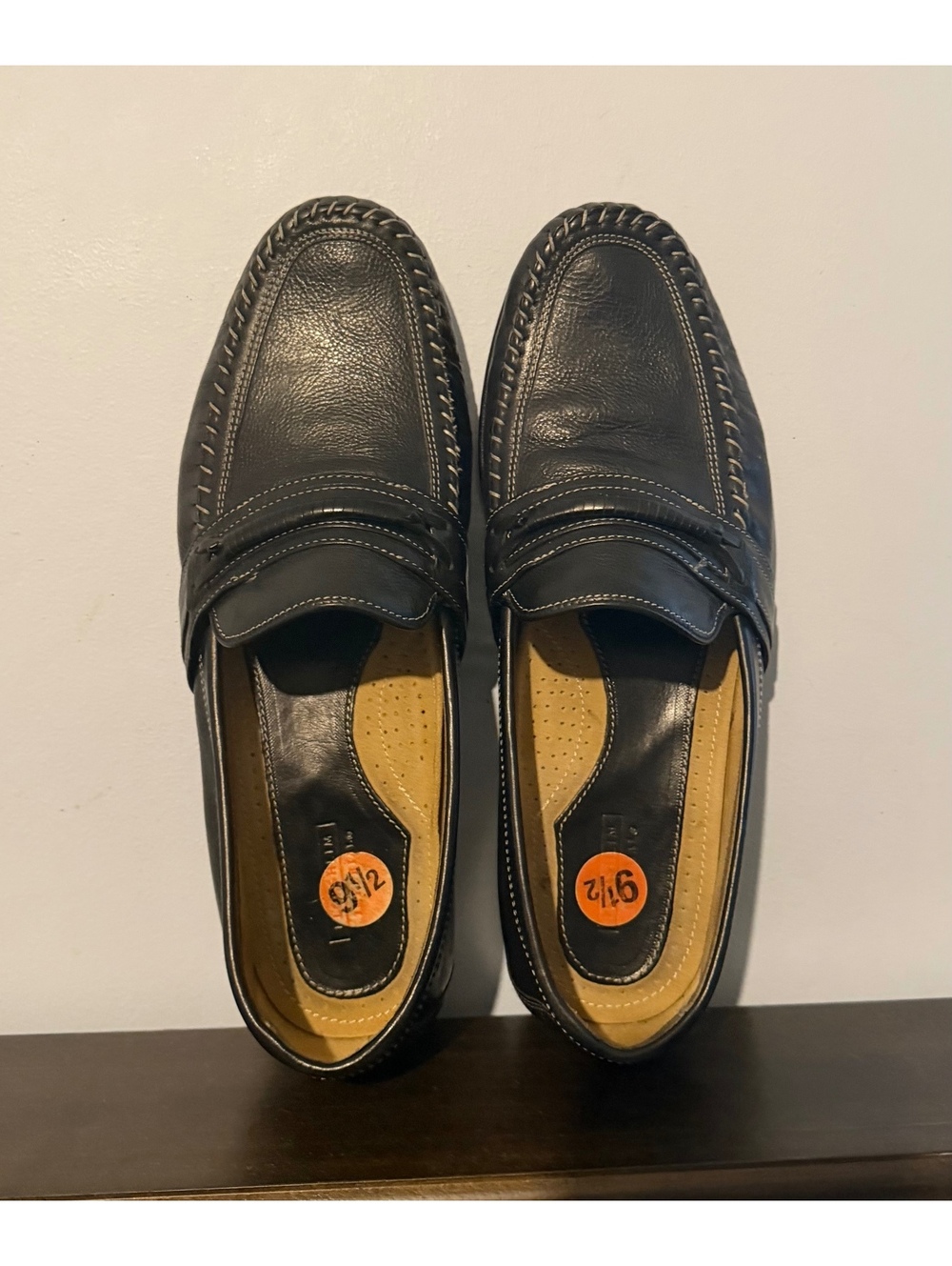 Florsheim Imperial Men’s 9.5 EEE Black Leather Penny Loafers Moc Toe Shoes
